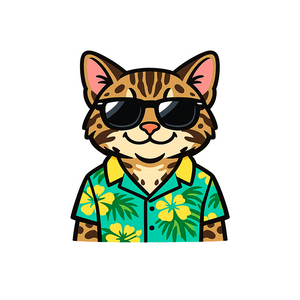 Tropical Bengal Cat - Bordered Artwork