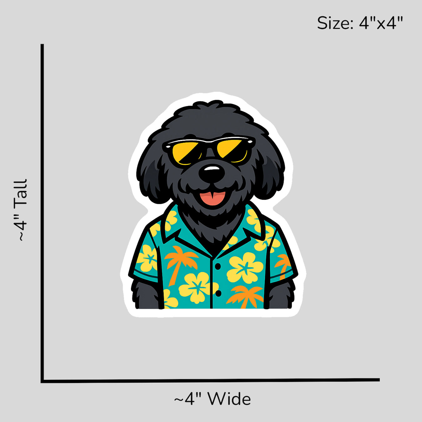 Tropical Black Goldendoodle - Size Reference Mockup