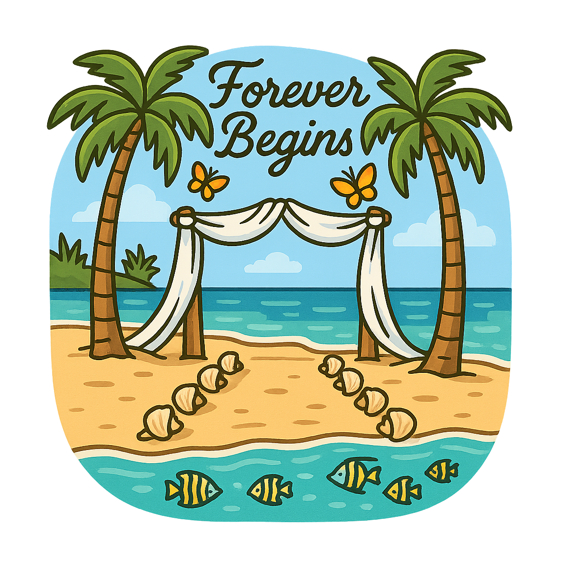 Beach Wedding Bliss - Bordered Artwork