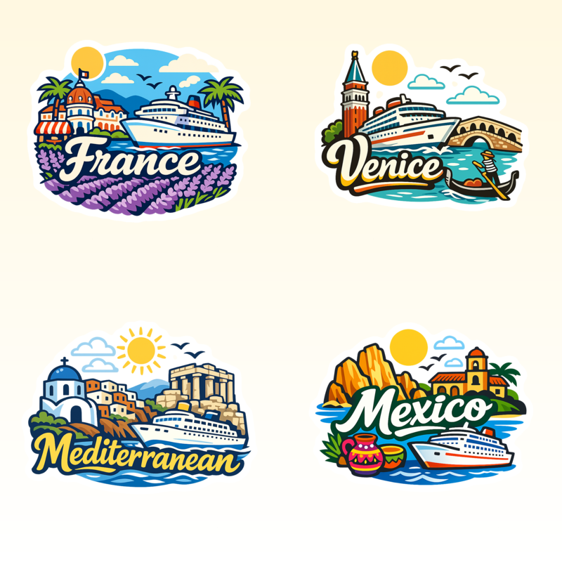 Mediterranean Cruise Door Magnets