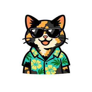 Tropical Tortoiseshell Cat - Bordered Artwork