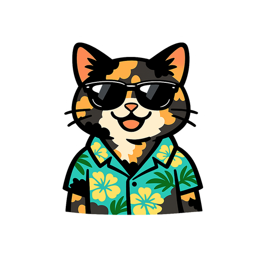 Tropical Tortoiseshell Cat - Bordered Artwork