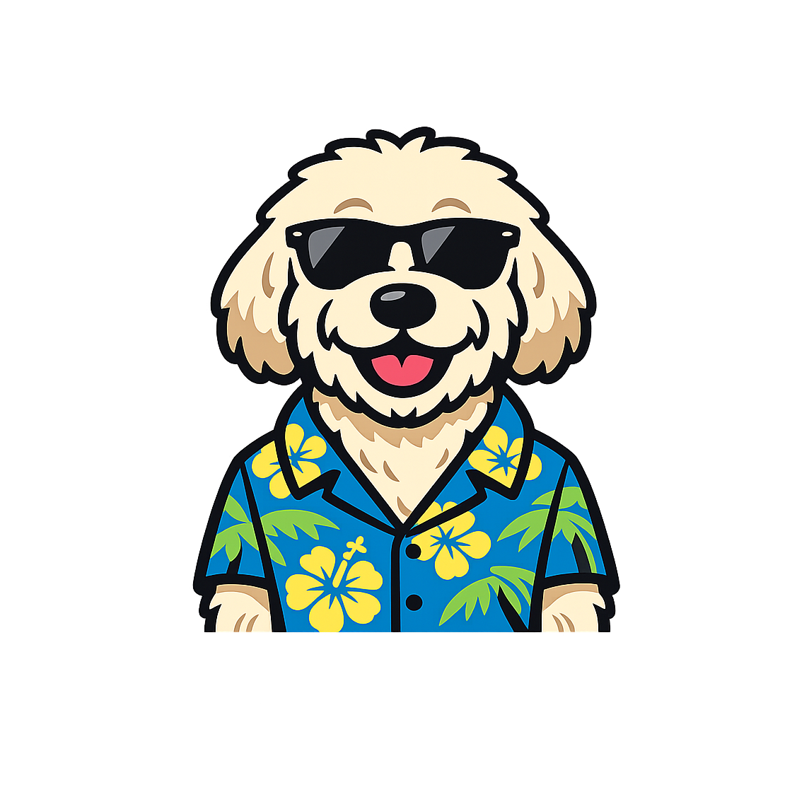 Tropical Cream Goldendoodle - Bordered Artwork