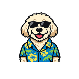 Tropical Cream Goldendoodle - Bordered Artwork