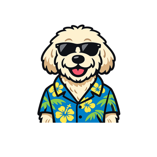 Tropical Cream Goldendoodle - Bordered Artwork