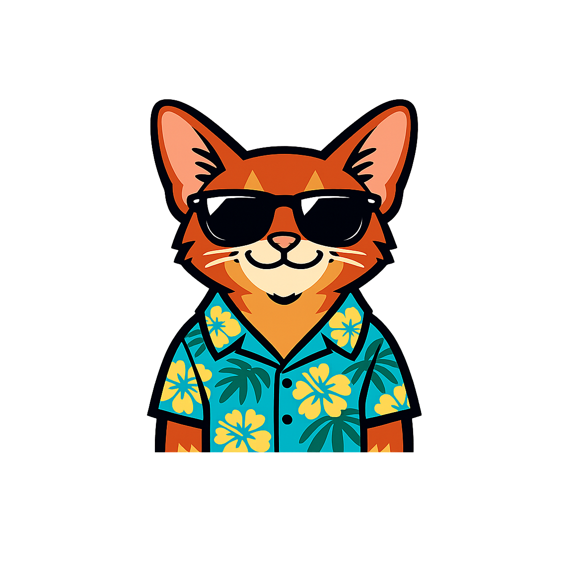 Tropical Abyssinian Cat - Bordered Artwork