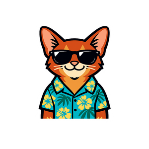 Tropical Abyssinian Cat - Bordered Artwork
