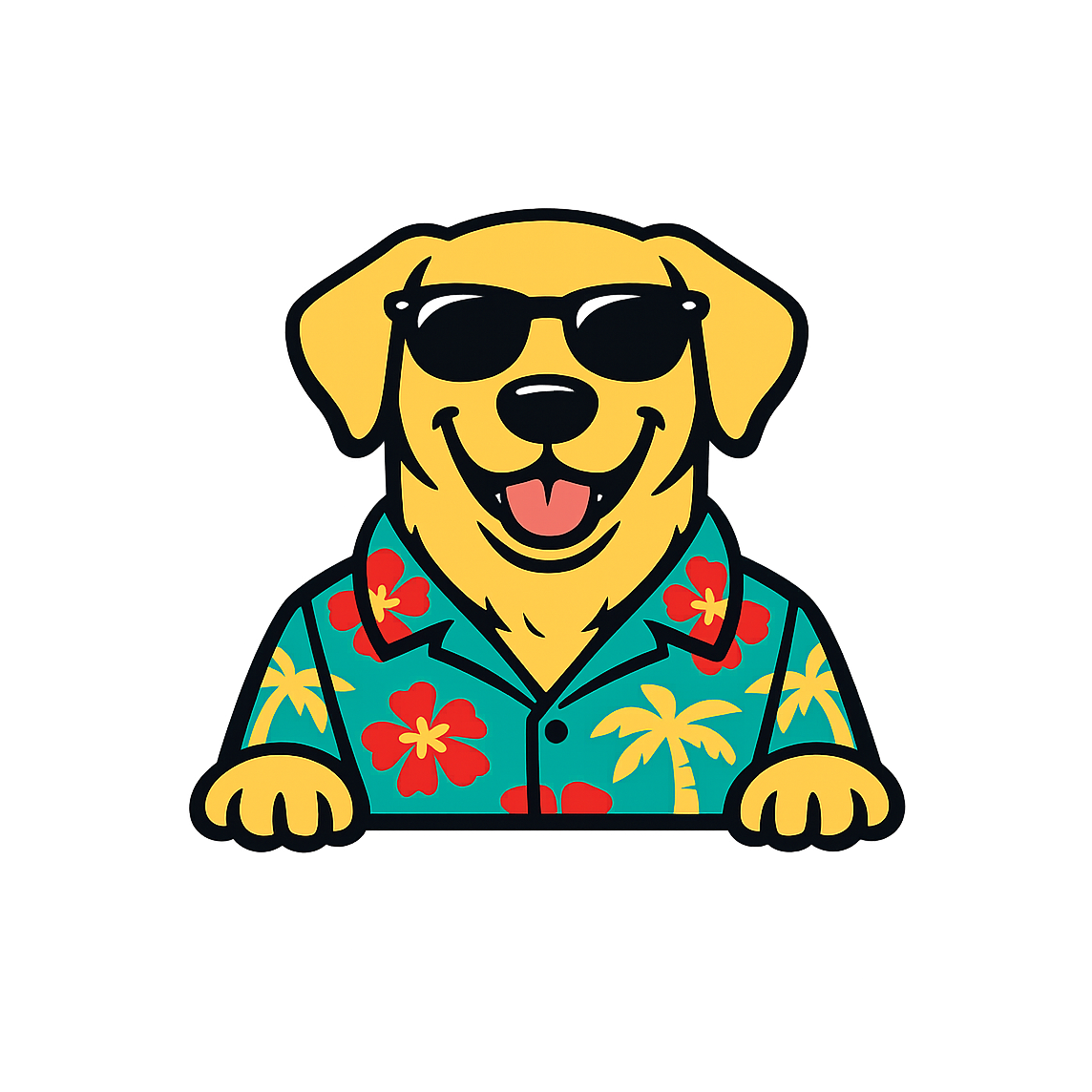Tropical Yellow Lab - Bordered Artwork