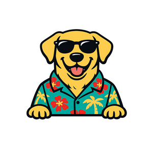 Tropical Yellow Lab - Bordered Artwork