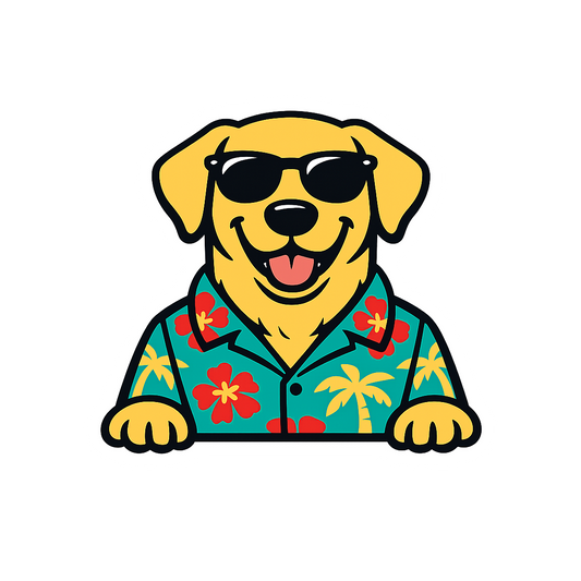 Tropical Yellow Lab - Bordered Artwork