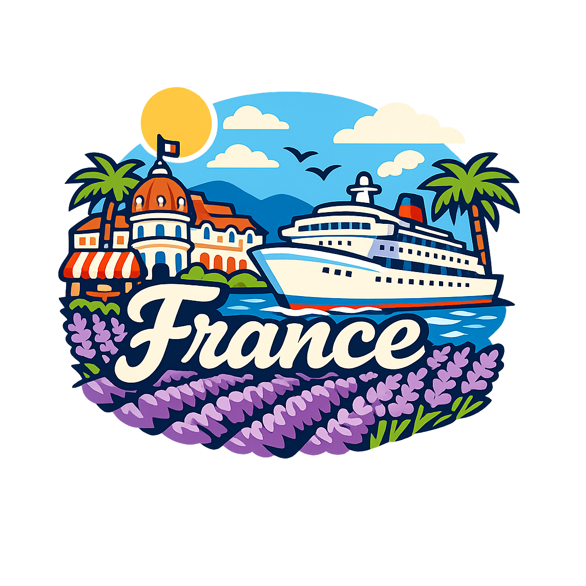 French Riviera Elegance - Bordered Artwork