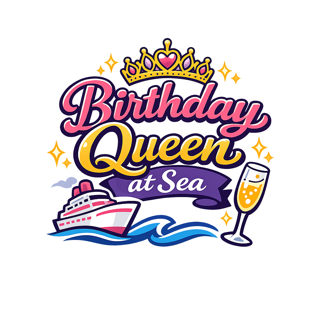 Birthday Queen at Sea - Bordered Artwork