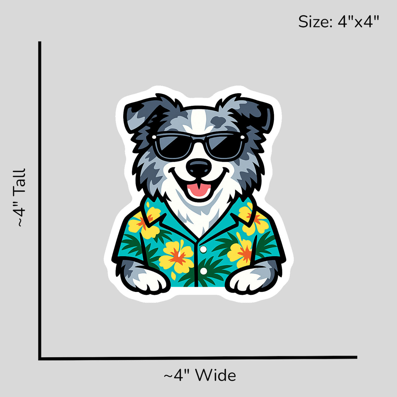 Tropical Blue Merle Border Collie - Size Reference Mockup