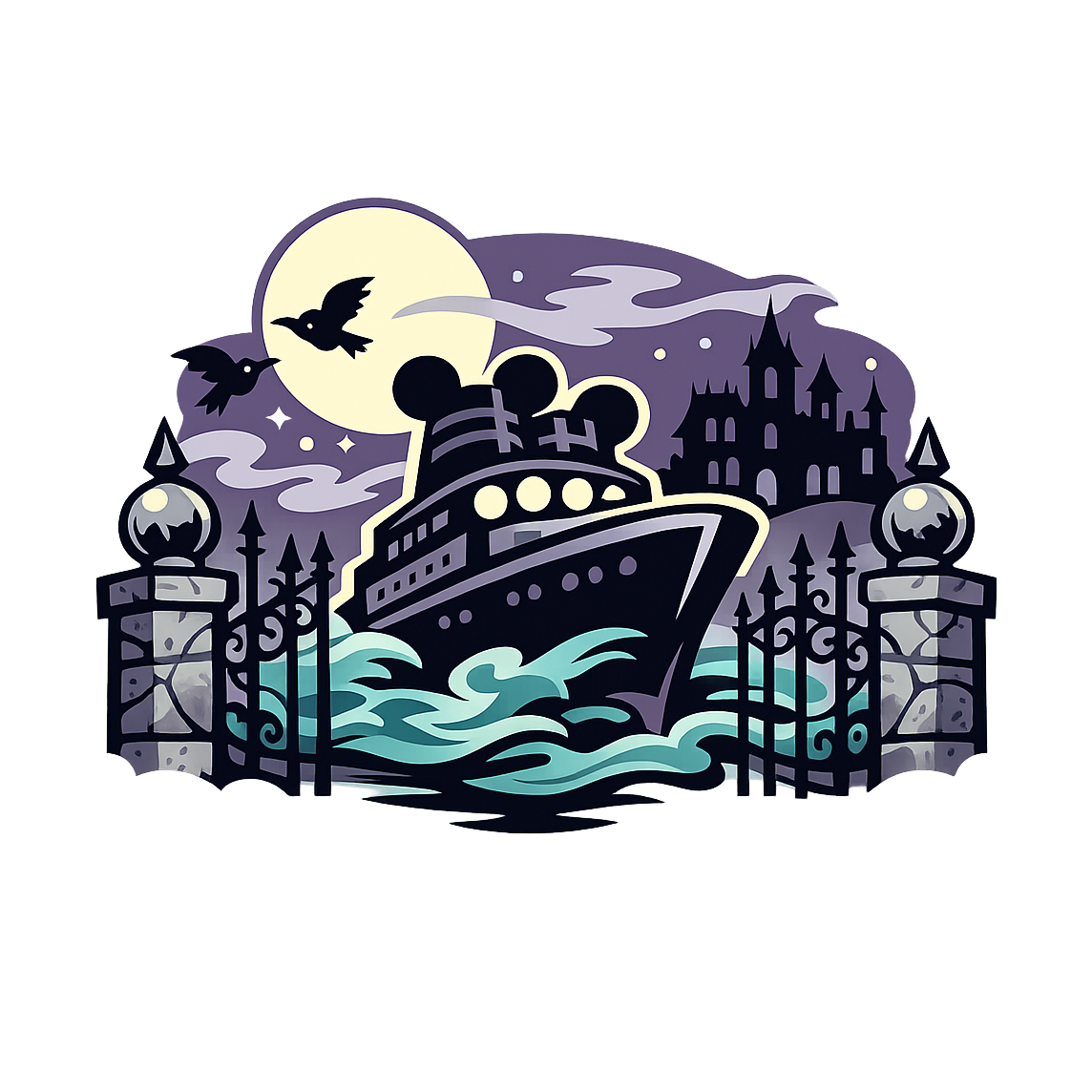 Ghost Ship Crossing - Bordered Artwork
