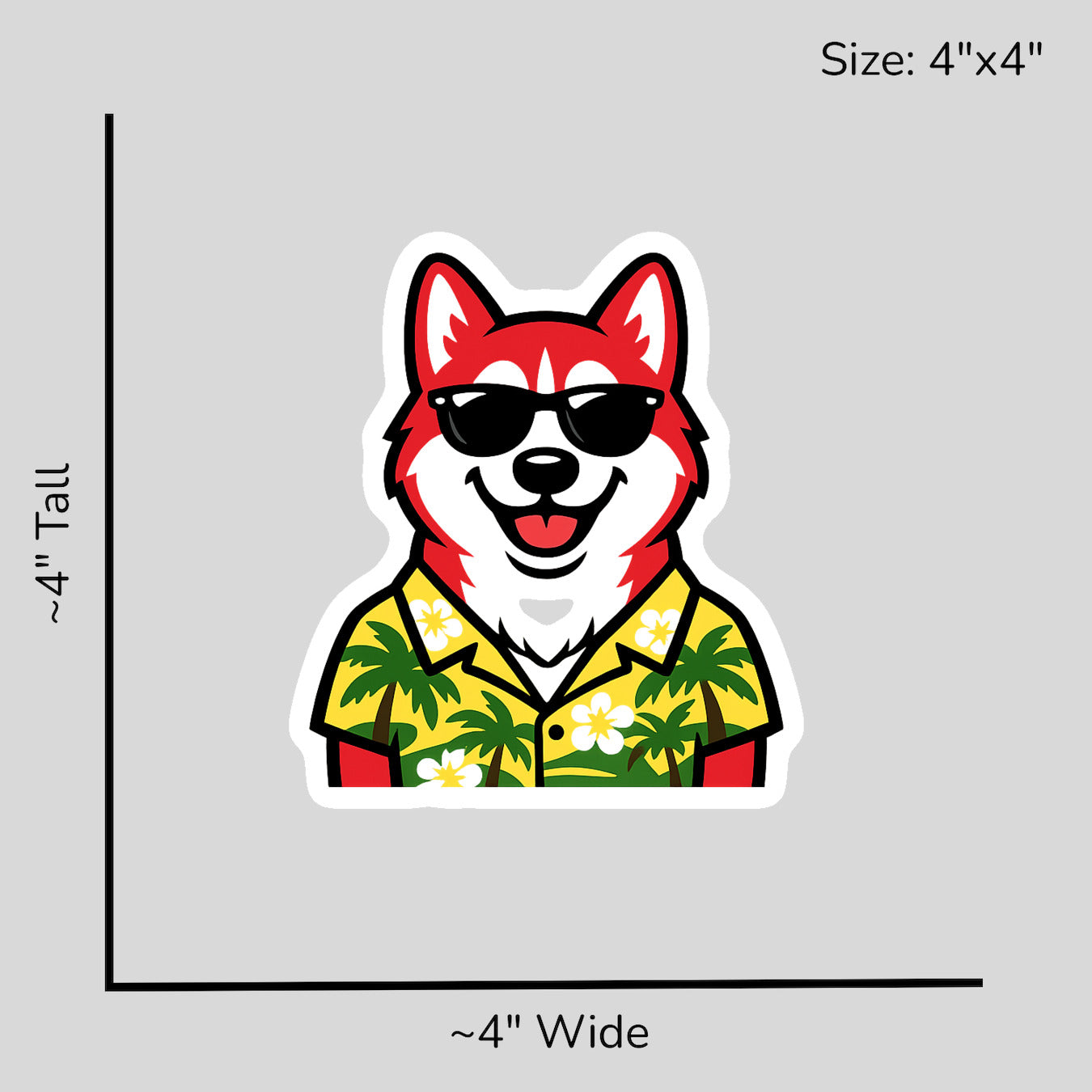 Tropical Red Husky - Size Reference Mockup