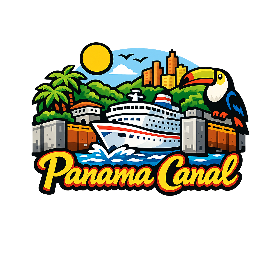 Panama Canal Wonder - Bordered Artwork