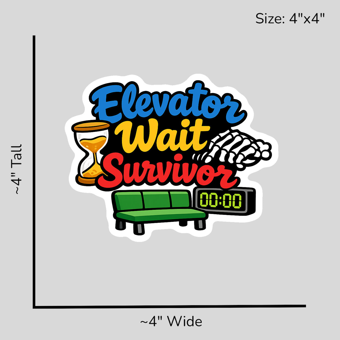 Elevator Wait Survivor - Size Reference Mockup