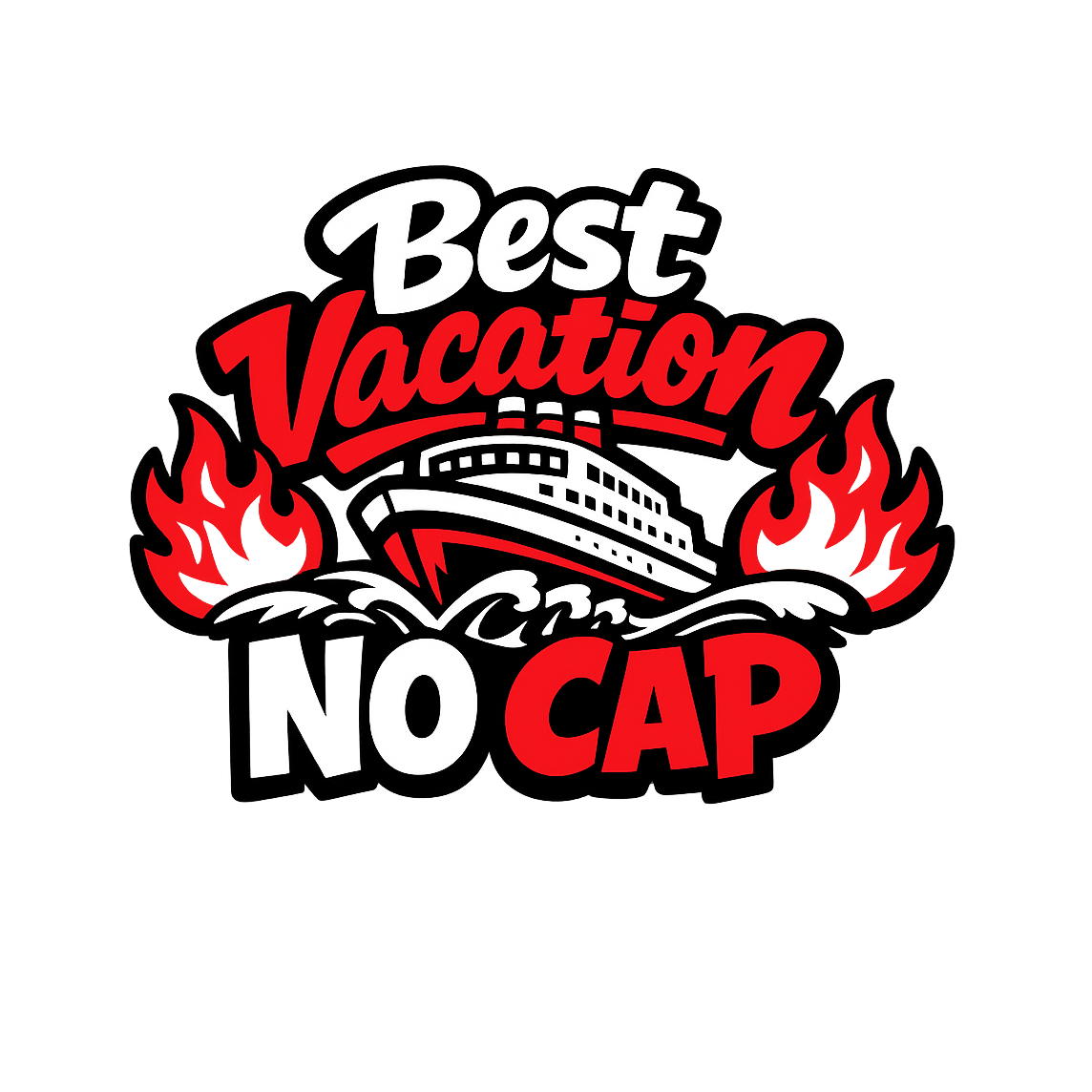 Best Vacation No Cap - Bordered Artwork
