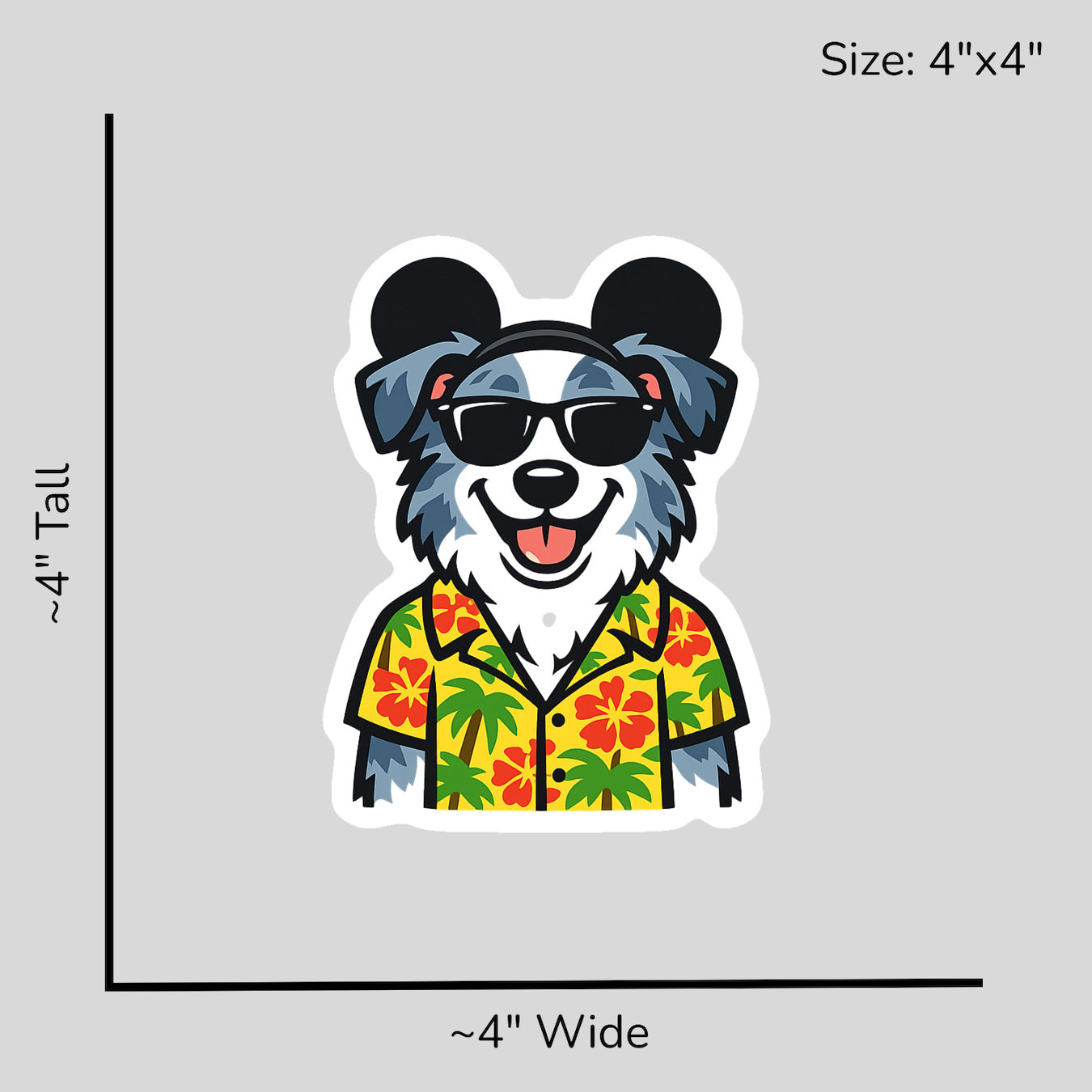 Magic Blue Merle Border Collie - Size Reference Mockup