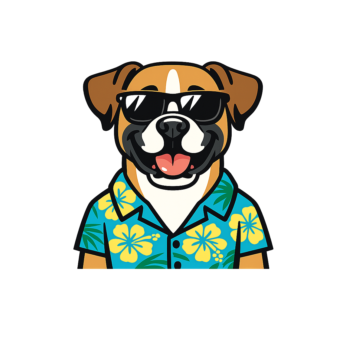 Tropical Fawn Boxer - Bordered Artwork