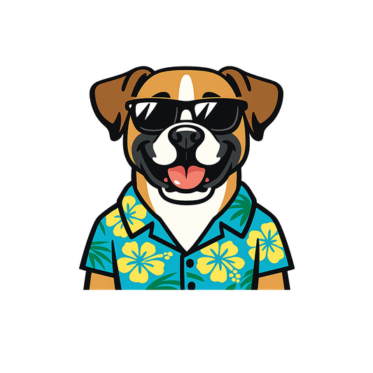 Tropical Fawn Boxer - Bordered Artwork