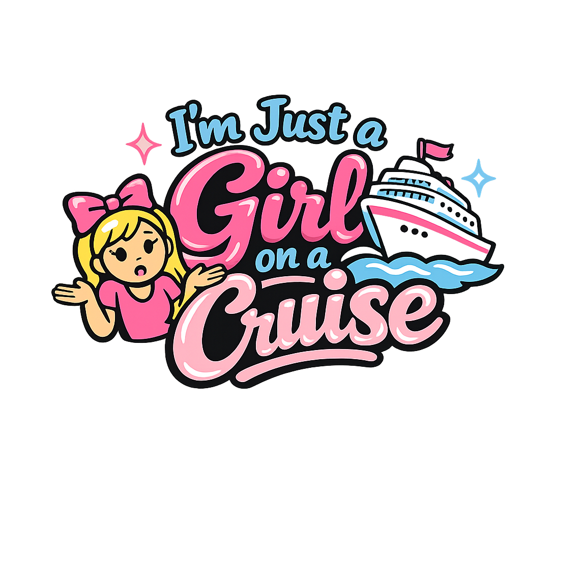 Im Just a Girl on a Cruise - Bordered Artwork