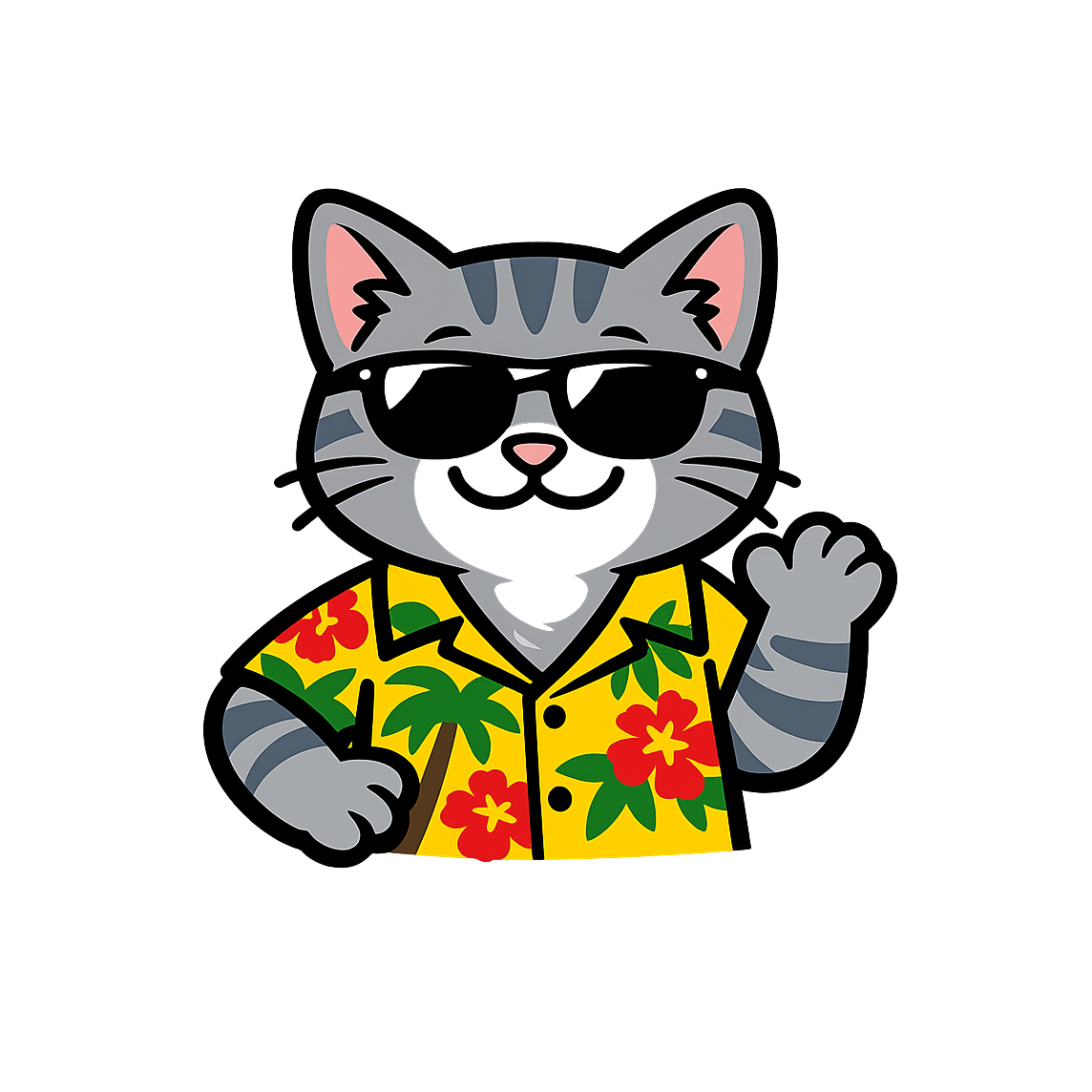 Tropical Gray Tabby - Bordered Artwork