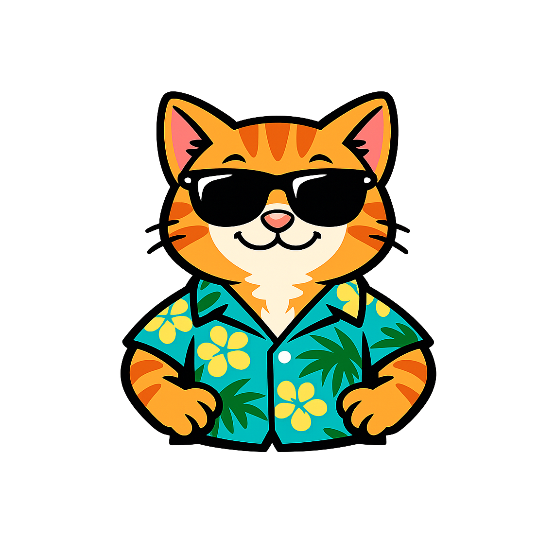 Tropical Orange Tabby - Bordered Artwork