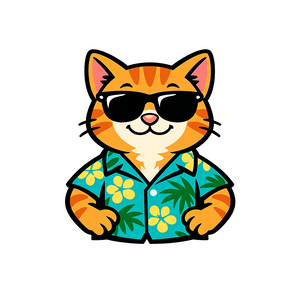 Tropical Orange Tabby - Bordered Artwork