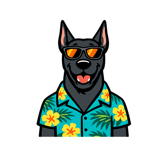 Tropical Black Great Dane - Bordered Artwork