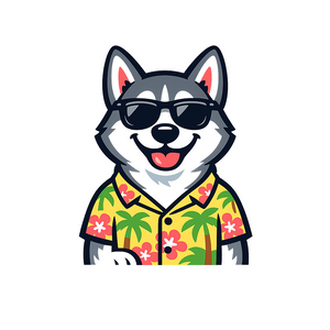 Tropical Gray Husky - Bordered Artwork
