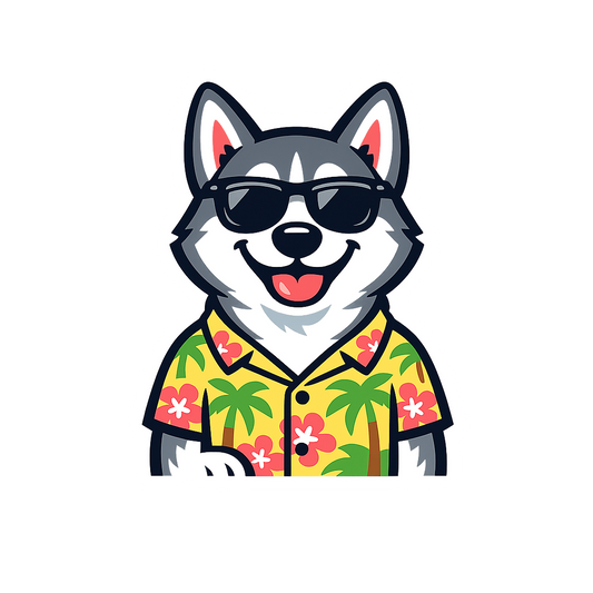 Tropical Gray Husky - Bordered Artwork