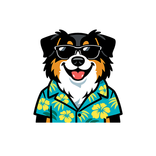 Tropical Black Australian Shepherd - Bordered Artwork