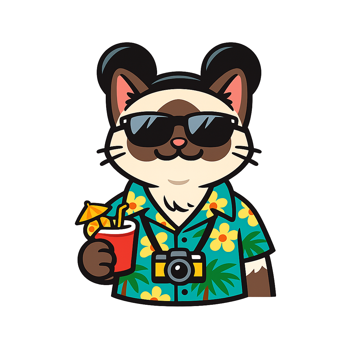 Magic Siamese Cat - Bordered Artwork