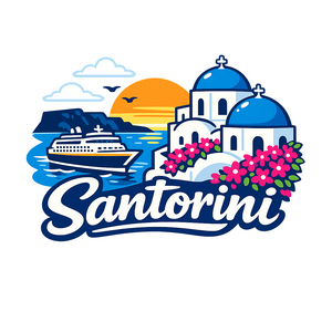 Santorini Sunsets - Bordered Artwork