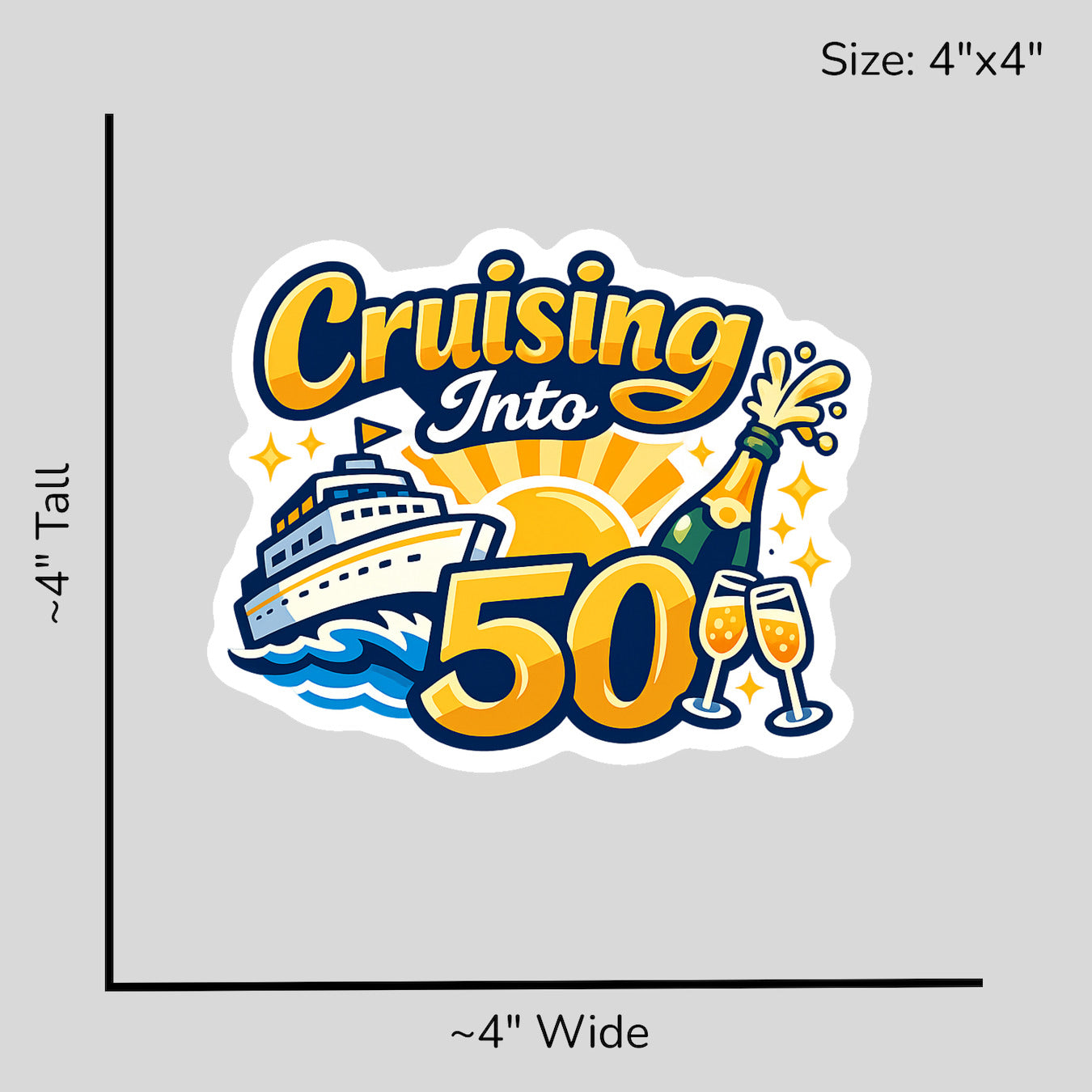 Cruising Into 50 - Size Reference Mockup