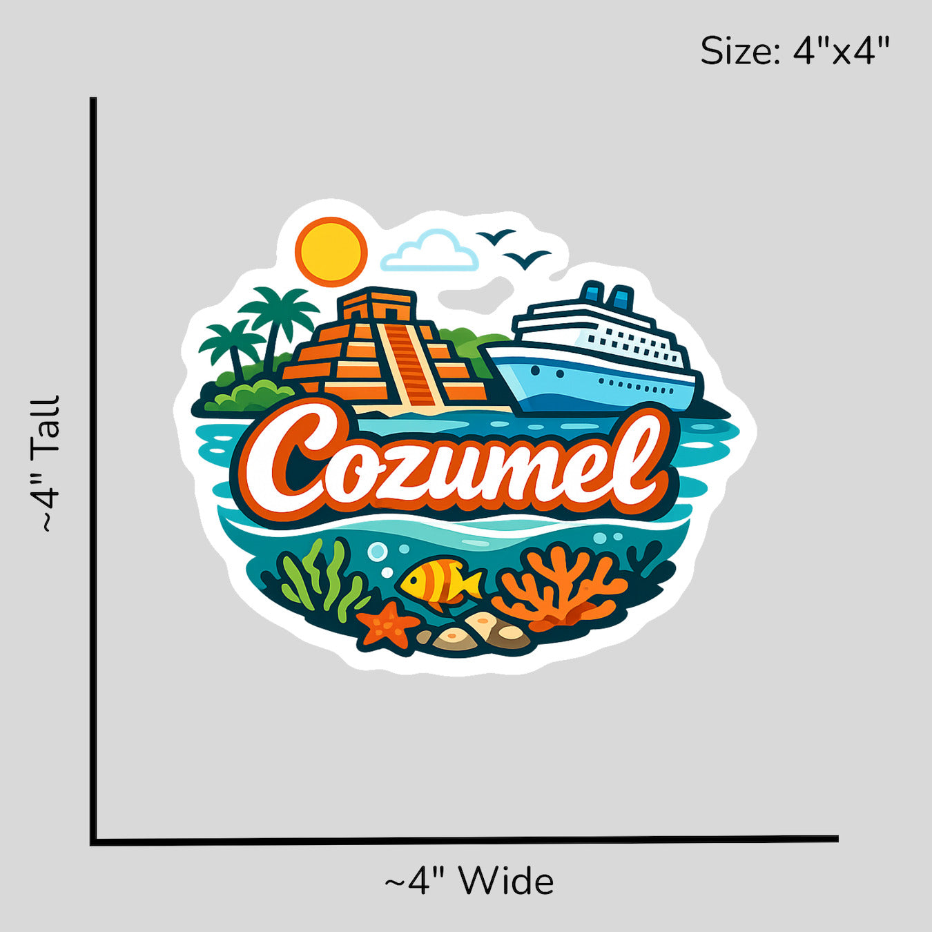 Tropical Paradise Cozumel - Size Reference Mockup