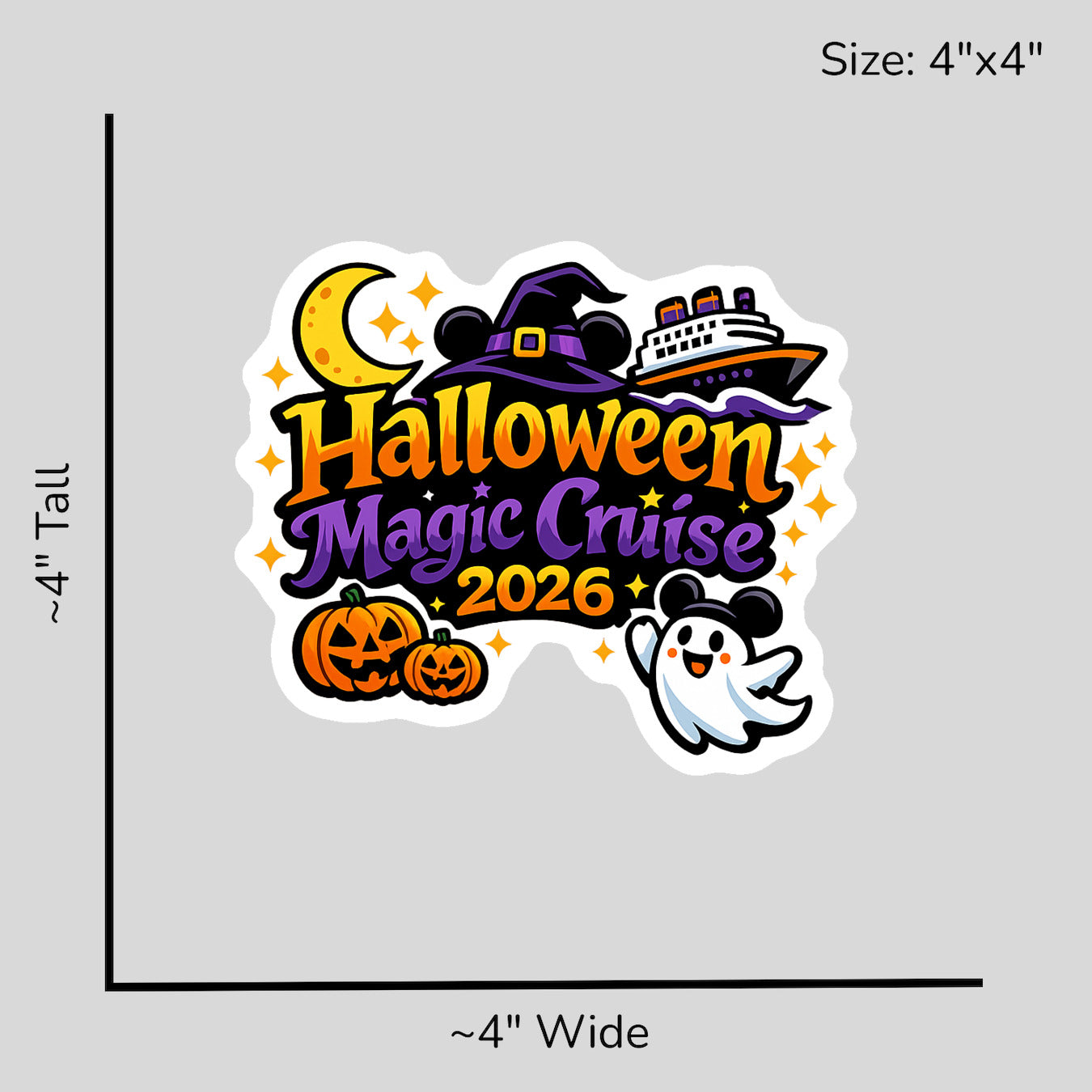 Halloween Magic Cruise 2026 - Size Reference Mockup