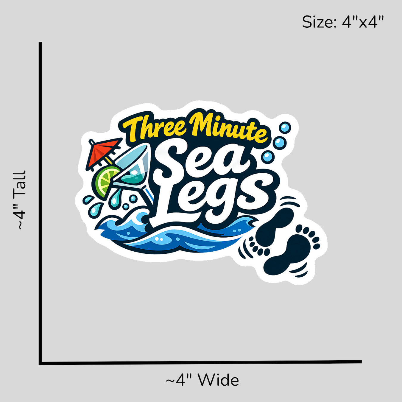Three Minute Sea Legs - Size Reference Mockup