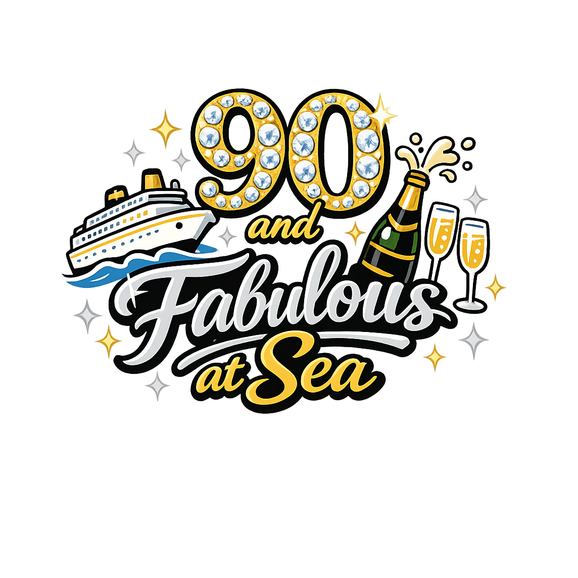 90 and Fabulous at Sea - Bordered Artwork