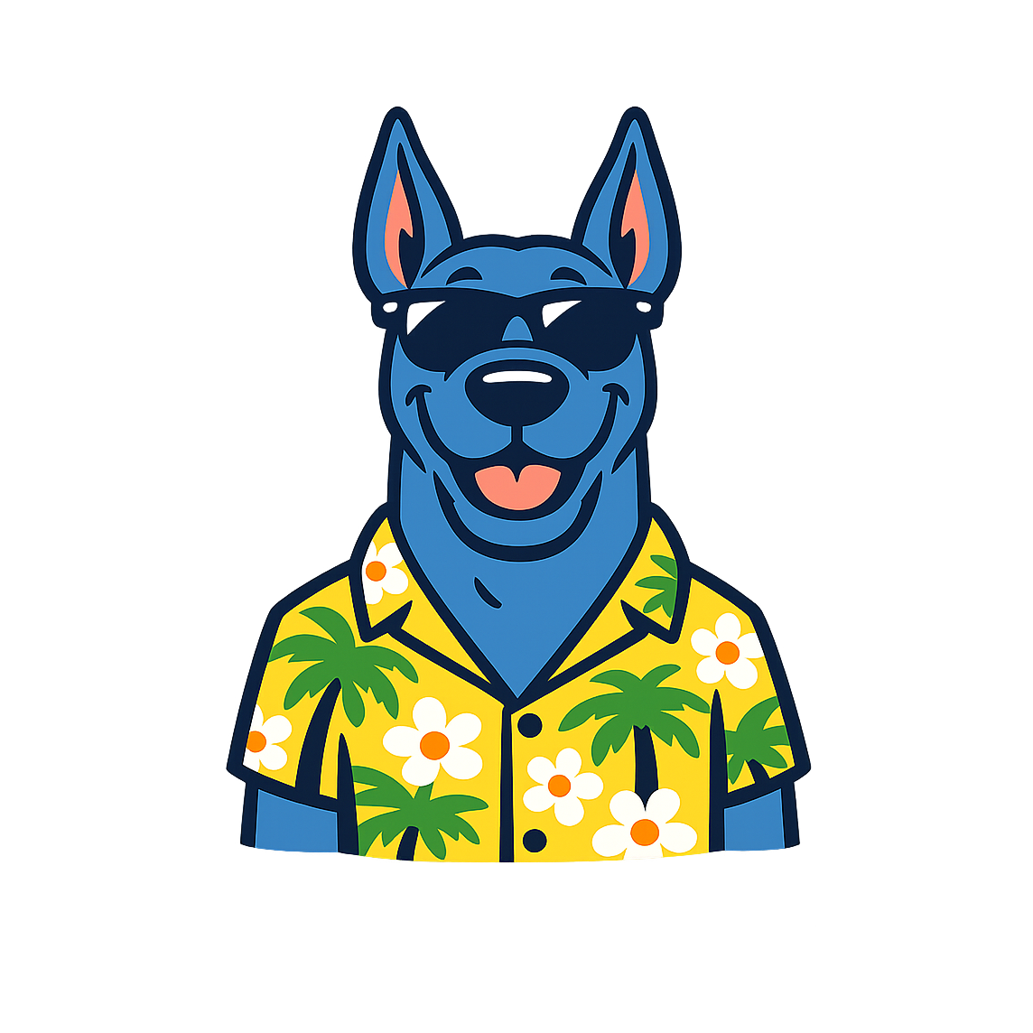Tropical Blue Great Dane - Bordered Artwork
