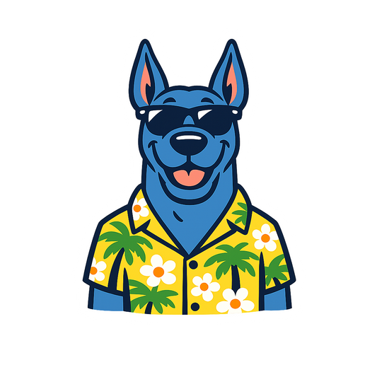 Tropical Blue Great Dane - Bordered Artwork
