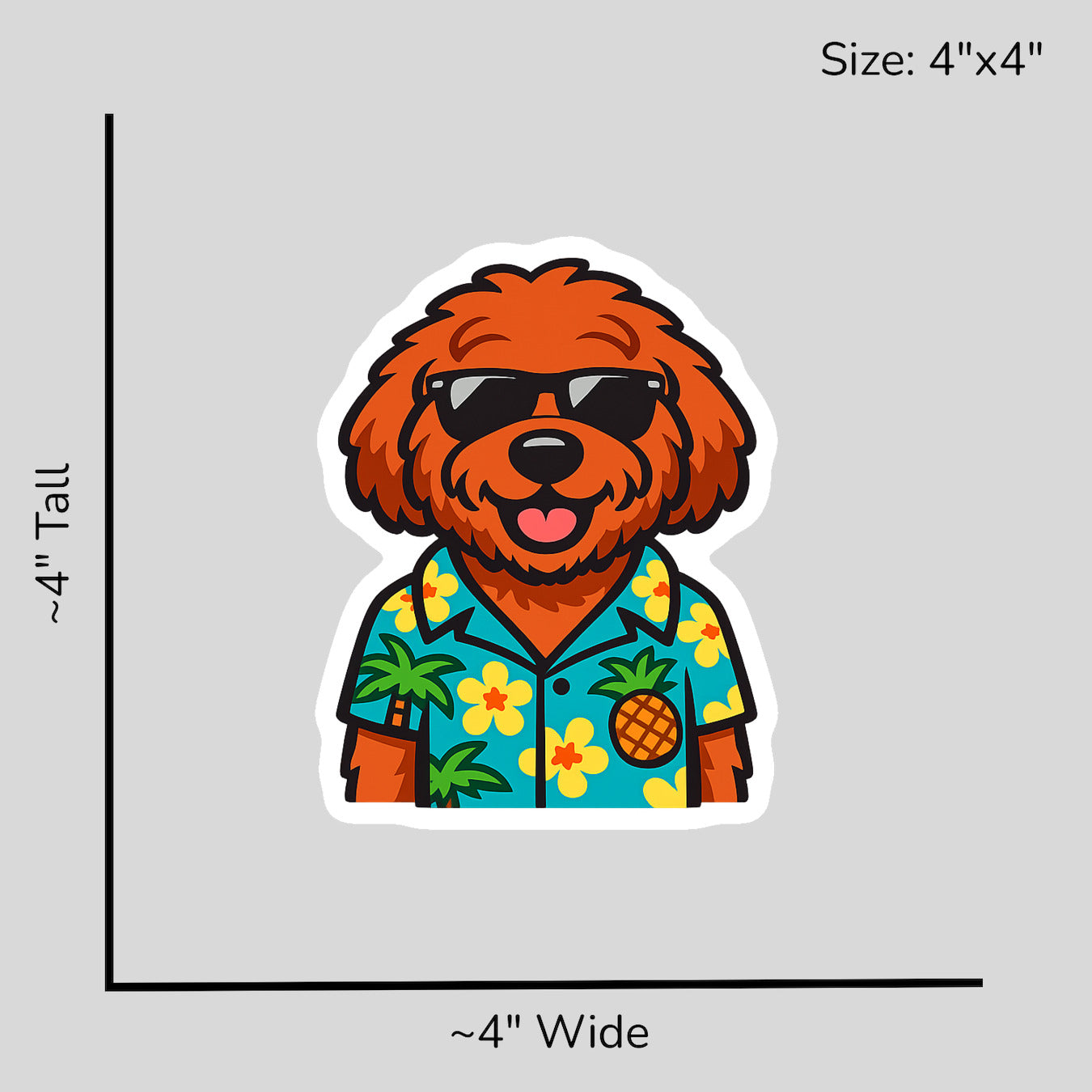 Tropical Red Goldendoodle - Size Reference Mockup