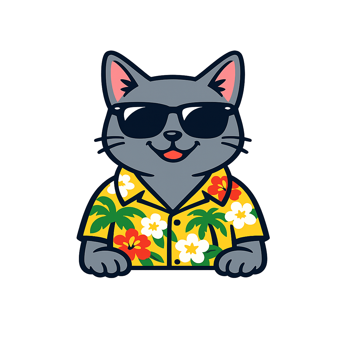 Tropical Russian Blue - Bordered Artwork