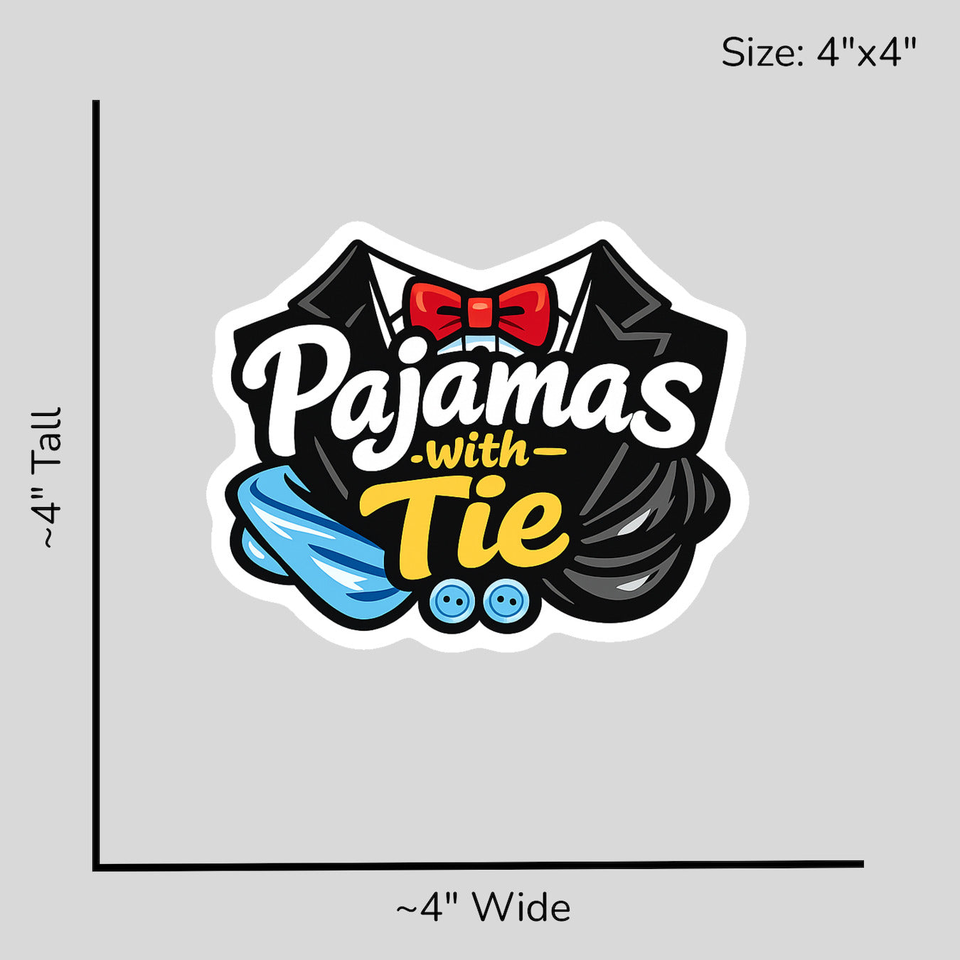 Pajamas with Tie - Size Reference Mockup