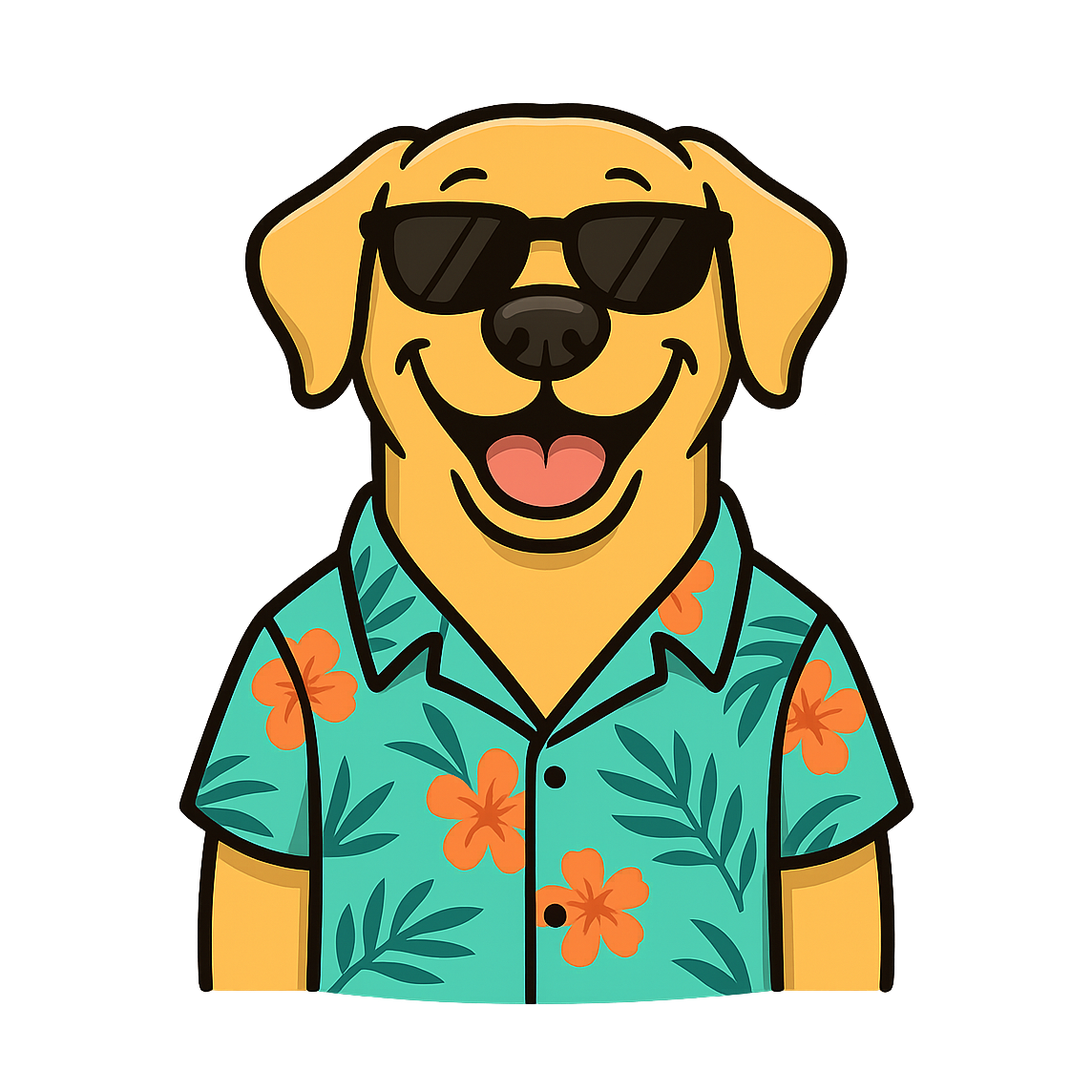Tropical Yellow Lab - Bordered Artwork