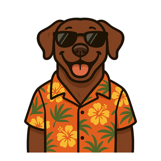 Tropical Chocolate Lab - Bordered Artwork