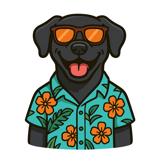 Tropical Black Lab - Bordered Artwork