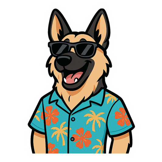 Tropical German Shepherd - Bordered Artwork