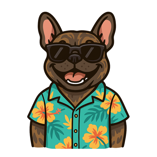 Tropical Brindle French Bulldog - Bordered Artwork